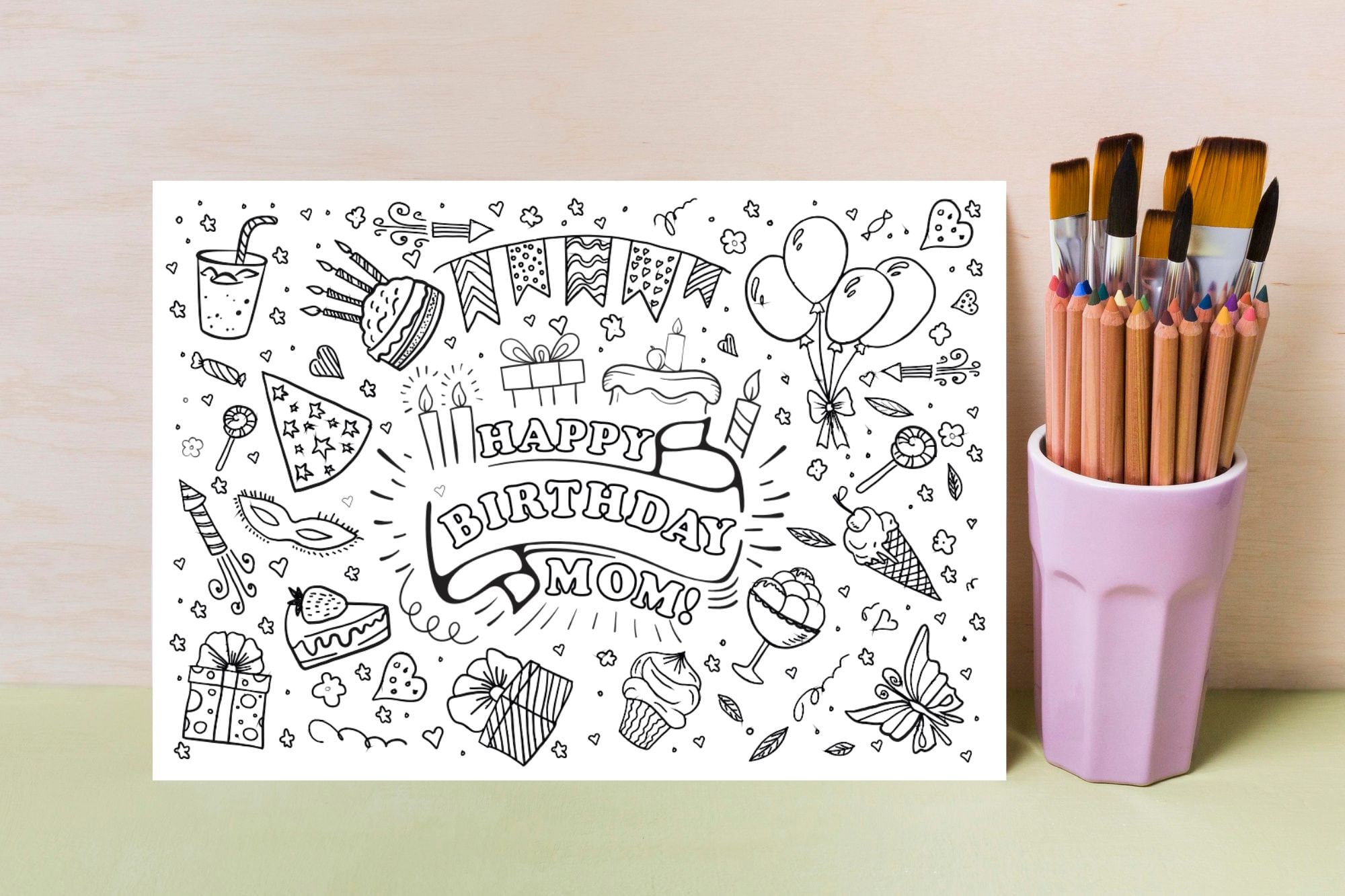 Mom Birthday Card, Digital Birthday Cards, Instant Download Pdf, Mother ...