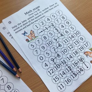Preschool math, preschool worksheets, math practice, preschool activities, number practice, math maze image 6