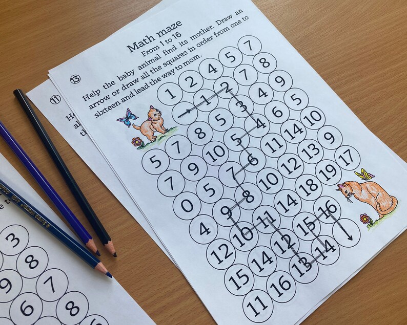 Preschool math, preschool worksheets, math practice, preschool activities, number practice, math maze image 6