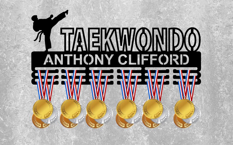 Steel Medal Hanger Holder Taekwondo Medal board it\u2019s ideal gift for sportsman with you first name and last name Personalized holder