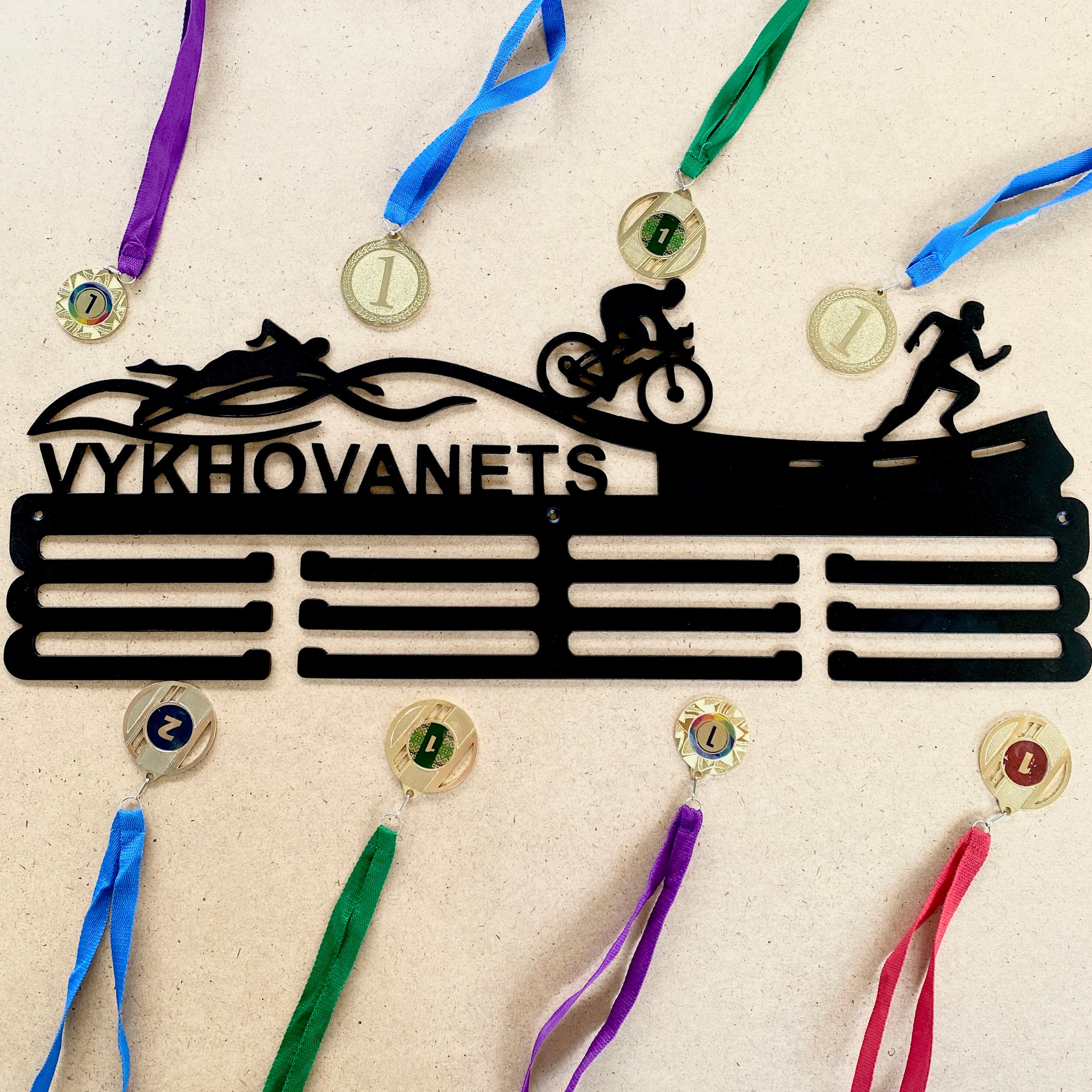 Triathlon gift. Length 60 cm. Ironman triathlon. Custom medal Etsy