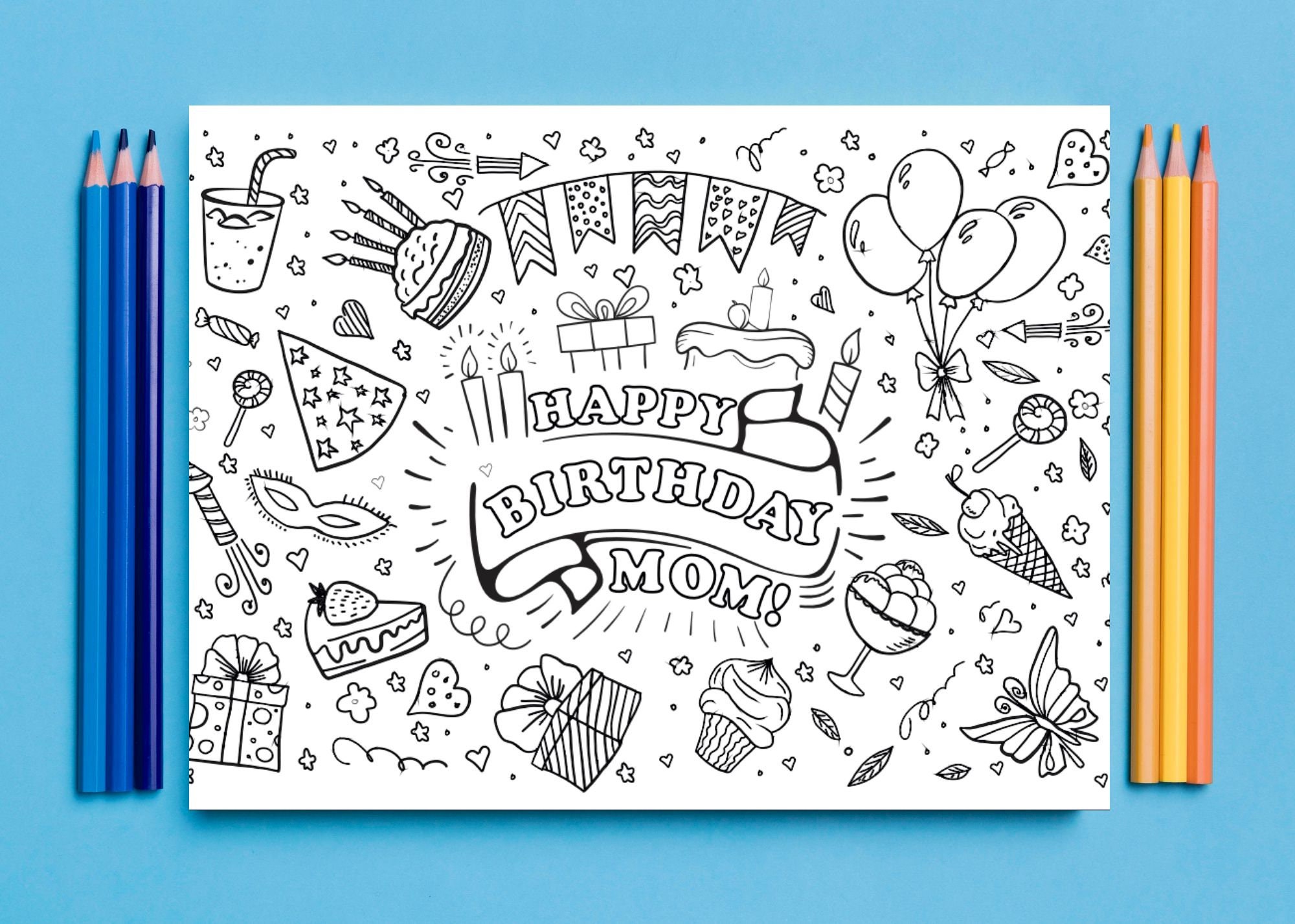 Mom Birthday Card, Digital Birthday Cards, Instant Download Pdf, Mother ...