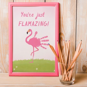 Flamazing flamingo handprint keepsake, mothers day gift, parent resources, instant download, preschool activities