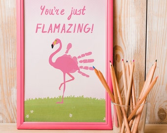 Flamazing flamingo handprint keepsake, mothers day gift, parent resources, instant download, preschool activities