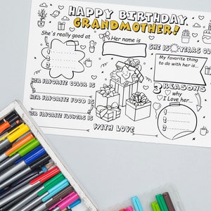 Karte für Oma von Enkelkindern, Geburtstagskarte zum selber ausdrucken, Geburtstagskarte für Oma, digitale Karte, alles über Oma