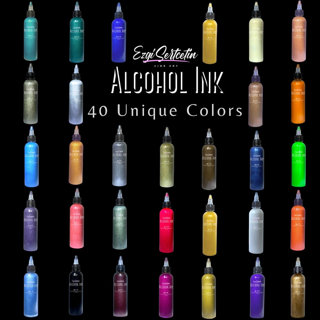 Alcohol Ink Set - 20 Colors - Acid-Free, Permanent - Resin, Glass, Metal -  10ml