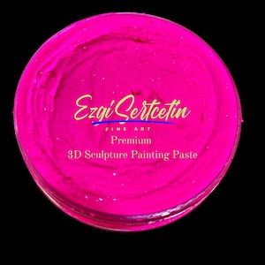 Premium 3D sculpture painting paste, modeling paste,texture paste ,decorative plaster neon pink 6 oz for stencil,flowers, art relief..