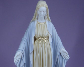 Virgin Mary steps on the snake statue made of Alabaster 50cm color