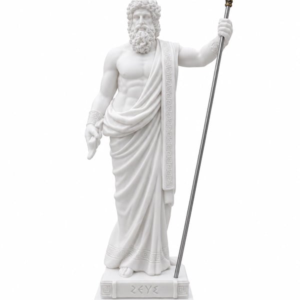 Zeus statue Olympic God made of Alabaster white 16cm-18cm