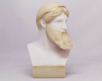 Poseidon Bust made of Alabaster 12cm gold