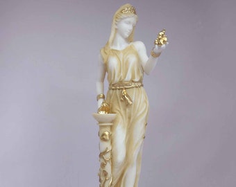 Statue Hestia Déesse grecque en or albâtre 16cm-18cm