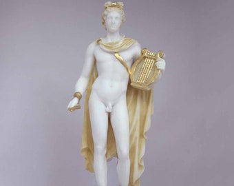 Apollo statue Greek God made of Alabaster gold 16cm-18cm