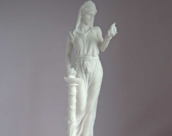Statue d’Hestia Déesse grecque en albâtre blanc 16cm-18cm