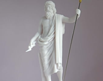 Zeus statue Olympic God made of Alabaster white 16cm-18cm