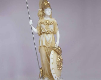 Athena statue Greek Goddess made of Alabaster gold 16cm-18cm