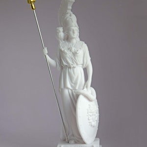 Statua di Atena dea greca in alabastro bianco 16 cm-18 cm