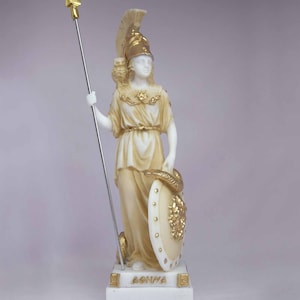 Athena statue Greek Goddess made of Alabaster gold 16cm-18cm