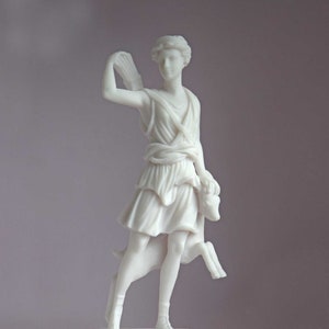 Artemis statue Greek Goddess made of Alabaster white 16cm-18cm