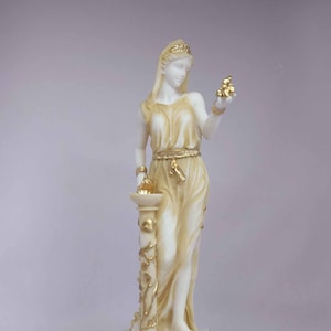 Hestia statue Greek Goddess made of Alabaster gold 23cm