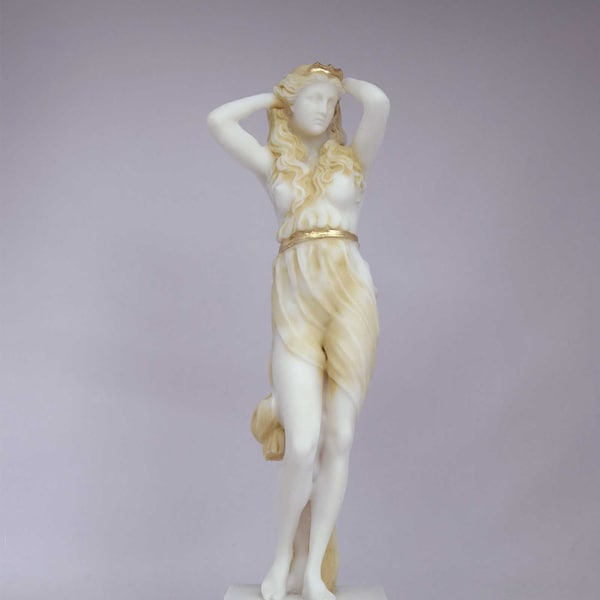 Estatua Afrodita Diosa Griega realizada en Alabastro dorado 16 cm