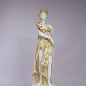 Demeter statue Greek Goddess made of Alabaster gold 16cm-18cm