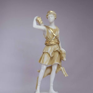 Artemis statue Greek Goddess made of Alabaster gold black 16cm-18cm image 2