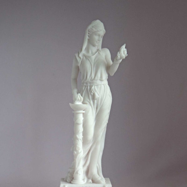 Hestia statue Greek Goddess made of Alabaster white 16cm-18cm