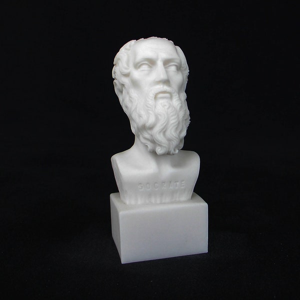 Socrates bust statue made of Alabaster – Greek product 16cm white