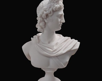 Apollo bust statue made of Alabaster 32cm white