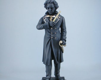 Ludwig van Beethoven whole statue made of Alabaster 26cm black gold