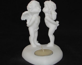 Angels candle case type 3 made of Alabaster 14cm white