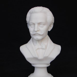 Statue buste de Strauss en albâtre 16cm blanc
