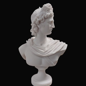 Apollo bust statue made of Alabaster 32cm white
