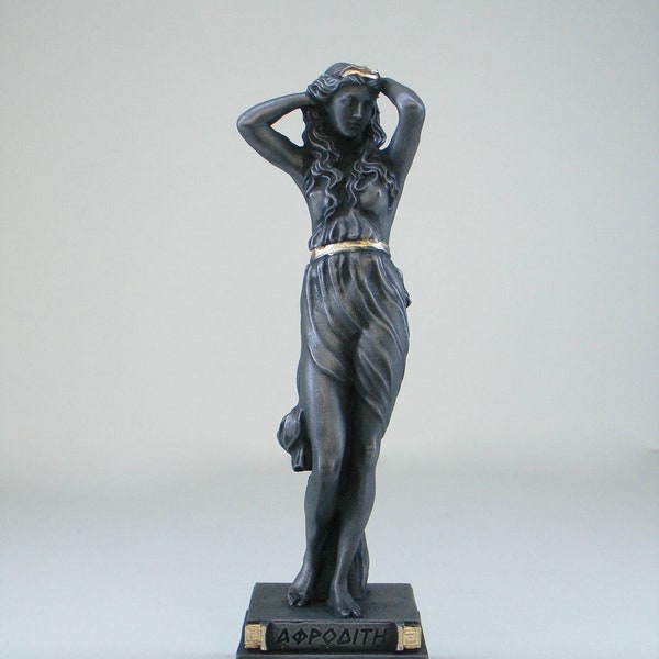 Aphrodite statue Greek Goddess made of Alabaster gold black 16cm