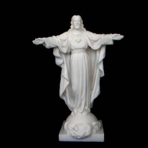 Jesus Christus mit offenen Händen Statue aus Alabaster 20cm weiß