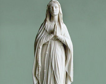 Statue de la Vierge en prière en albâtre 17 cm blanc