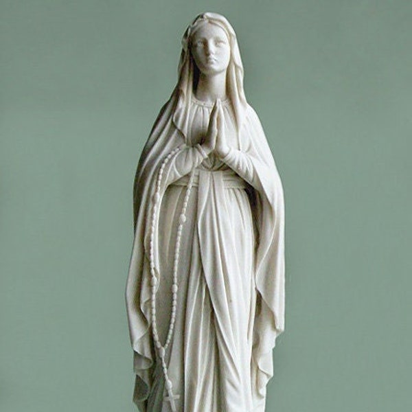 Statue de la Vierge en prière en albâtre 17 cm blanc