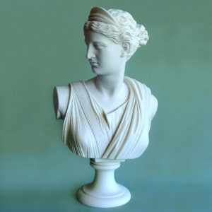 Artemis bust statue made of Alabaster 15cm white