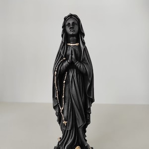 Virgin Mary praying statue made of Alabaster 17cm gold black