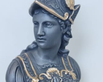 Athena profile view Bust statue 36cm Black and Gold color