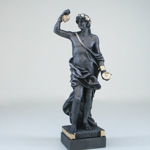 Dionysus statue Greek God made of Alabaster gold black 16cm-18cm