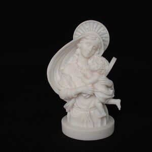 Virgin Mary baby Jesus statue made of Alabaster 15cm gold image 3