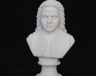 Johann Sebastian Bach bust statue made of Alabaster 15cm white