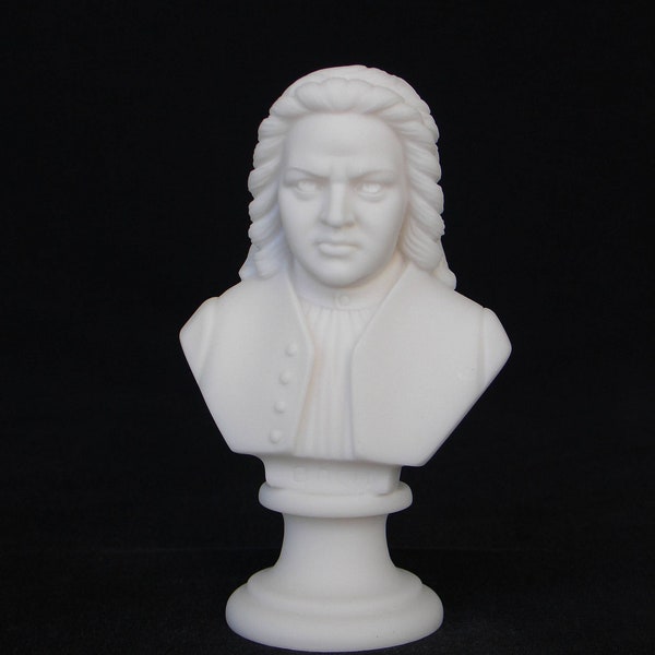 Johann Sebastian Bach bust statue made of Alabaster 15cm white