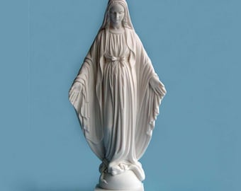 Virgin Mary whole statue made of Alabaster 23cm white