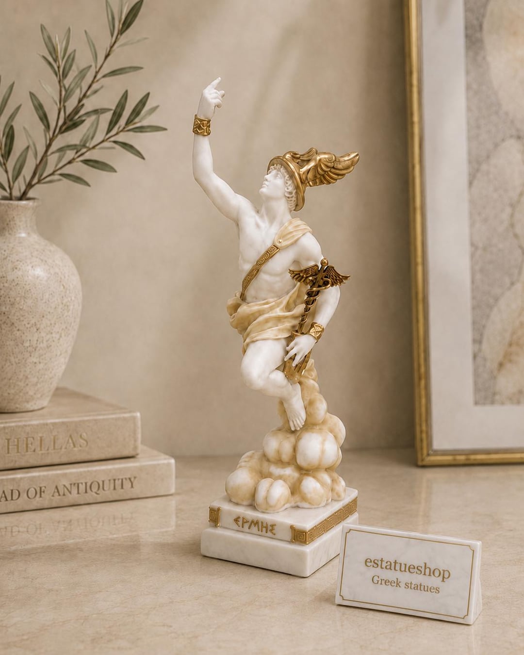 Hermes Statue Olympic God Made of Alabaster Gold 16cm-18cm - Etsy
