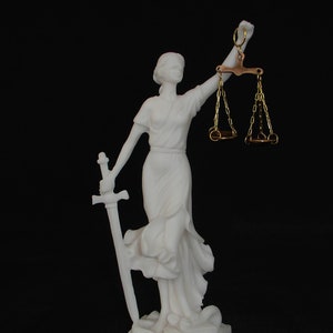 Themis Goddess of Justice (Latin letters) 18cm white