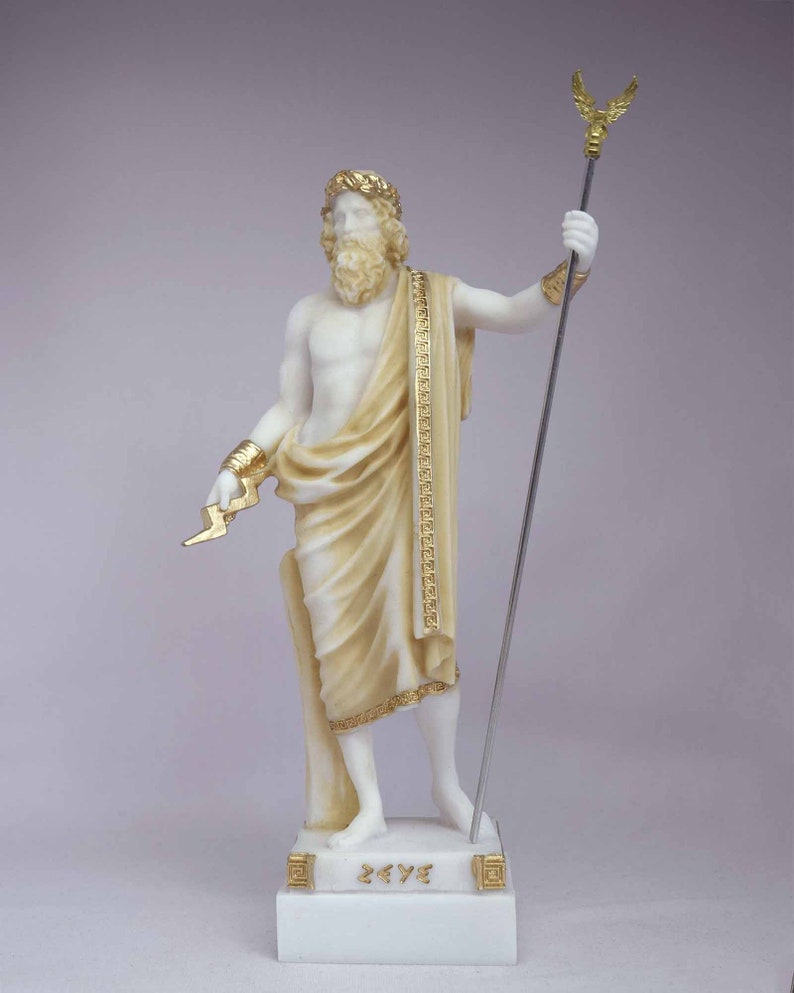 Zeus statue Olympic God made of Alabaster gold black 16cm18cm Etsy
