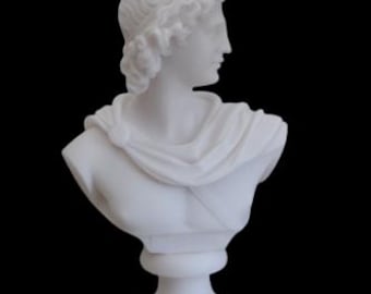 Apollo bust statue made of Alabaster 15cm white