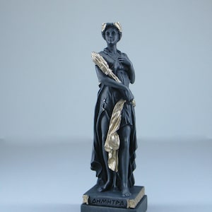 Demeter statue Greek Goddess made of Alabaster gold black 23cm
